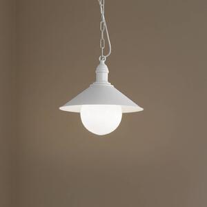 Lampada a sospensione da esterno Enduro, bianco, acciaio, vetro, IP44, E27 Enduro Argon, dimmerabile, Bianco / Opale, Metallo