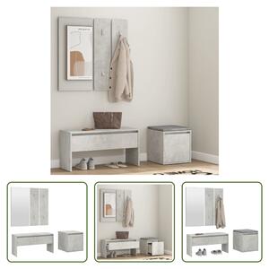 The Living Store Set di mobili per corridoio in cemento grigio materiale legno