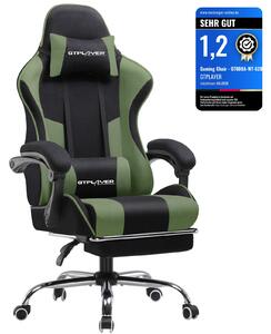 GTPLAYER Sedia da ufficio Sedia da gioco Poltrona da gioco in tessuto Sedia da gioco ergonomica con poggiapiedi, poggiatesta cuscino lombare, sedia da gioco imbottita, verde