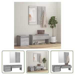 The Living Store Set di mobili per corridoio in legno grigio Sonoma