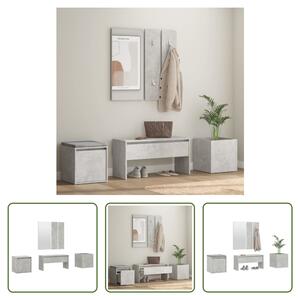 The Living Store Set di mobili per corridoio in cemento grigio materiale legno