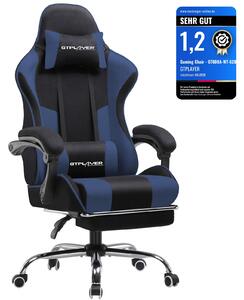 GTPLAYER Sedia da ufficio Sedia da gioco Poltrona da gioco in tessuto Sedia da gioco ergonomica con poggiapiedi, poggiatesta cuscino lombare, sedia da gioco imbottita, BLU