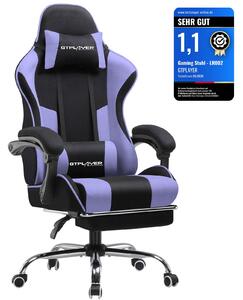 GTPLAYER Sedia da ufficio Sedia da gioco Poltrona da gioco in tessuto Sedia da gioco ergonomica con poggiapiedi, poggiatesta cuscino lombare, sedia da gioco imbottita, viola