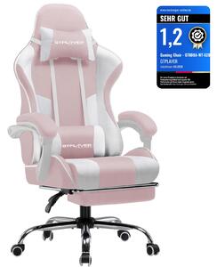 GTPLAYER Sedia da ufficio Sedia da gioco Poltrona da gioco in tessuto Sedia da gioco ergonomica con poggiapiedi, poggiatesta cuscino lombare, sedia da gioco imbottita, rosa