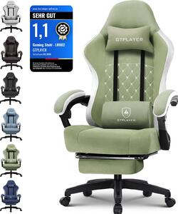 PLAYER sedia da gioco Poltrona ergonomica da gioco Sedia da scrivania Sedia da corsa per PC gamer con superficie in tessuto, cuscino di seduta in piuma, braccioli di collegamento