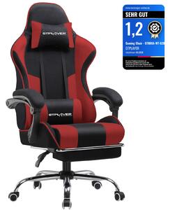 GTPLAYER Sedia da ufficio Sedia da gioco Poltrona da gioco in tessuto Sedia da gioco ergonomica con poggiapiedi, poggiatesta cuscino lombare, sedia da gioco imbottita, ROSSA