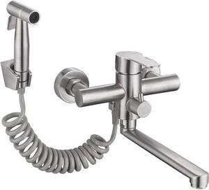 Rubinetto da cucina - a parete - orientabile a 360 gradi - in acciaio inox