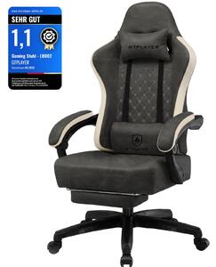 GTPLAYER: poltrona da gaming, poltrona ergonomica da gaming, sedia da scrivania in Pelle finta, cuscino sedile a molle, braccioli collegati e poggiapiedi, portata 150 kg, GRIGIA