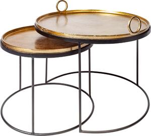 Riess-ambiente Set da 2 tavolini da salotto rotondi ELEMENTS 65 cm, metallo oro e nero, tavolino da tavolino, tavolino ausiliario
