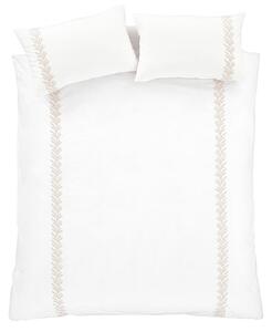 Biancheria da letto bianca/beige in cotone per letto matrimoniale 200x200 cm Embroidery Leaf – Bianca