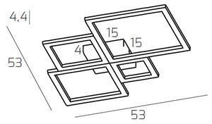 Plafoniera Moderna Quadrata Four Squares Alluminio Nero Led 71W