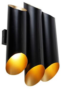 Lampada da parete nera con interno oro 6 luci - Whistle