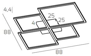 Plafoniera Moderna Quadrata Four Squares Alluminio Nero Led 120W