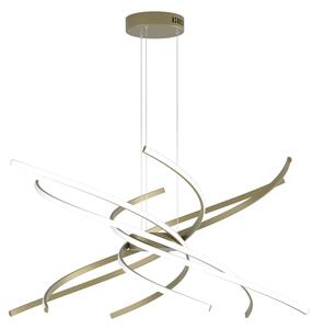 Sospensione Moderna Tornado Alluminio Oro Brunito Led 69W D.80Cm Luce Naturale