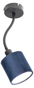 Lampada da parete nera con interruttore paralume blu e braccio flessibile - Merwe