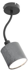 Lampada da parete nera con interruttore grigio paralume e braccio flessibile - Merwe