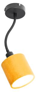 Lampada da parete nera con interruttore paralume giallo e braccio fex - Merwe
