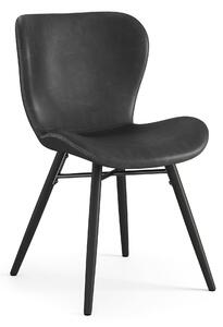 ALTEA ecopelle Nera (Grigio Scuro)/gambe nere - MODERNA SEDIA PER SALONE/SOGGIORNO/CUCINA/UFFICIO