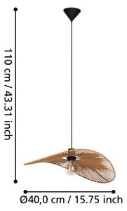 Eglo 31991 - Lampada a sospensione con cavo SIRUELA 1xE27/42W/230V 56 cm marrone/nero