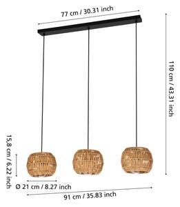 Eglo 44144 - Lampadario a sospensione con cavo SHELDON 3xE27/40W/230V marrone