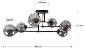 Lampadario a montaggio superficiale OBSIDIAN 6xG9/10W/230V nero/grigio fumé