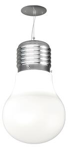 Sospensione Contemporanea Big Lamp Metallo Cromo Vetro Bianco 1 Luce E27