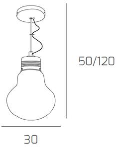 Sospensione Contemporanea Big Lamp Metallo Cromo Vetro Trasp 1 Luce E27