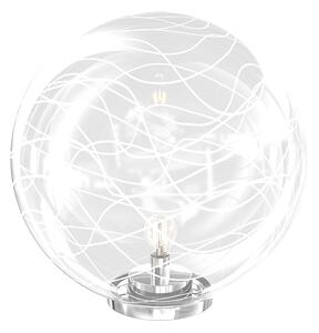 Lampada Scrivania Contemporanea Moon Metallo Cromo Vetro Bianco 1 Luce E27 40Cm