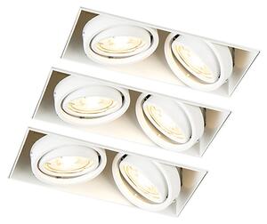 Set van 3 inbouwspots wit GU10 kantelbaar trimless 2-lichts - Oneon