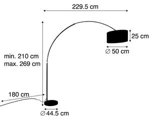 Lampada ad arco in ottone con paralume nero disegno floreale 50 cm - XXL