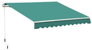 Outsunny Tenda da Sole per Esterno Avvolgibile a Manovella in Metallo e Alluminio, 395x245cm, Verde Scuro