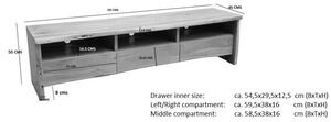Mobile TV in legno di Acacia 191x45x50 Acacia naturale laccato PURE ACACIA #109