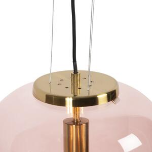 Lampada a sospensione Art Déco in ottone vetro rosa - BLISS