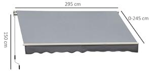 Outsunny Tenda da Sole Avvolgibile a Caduta con Manovella, in Alluminio e Poliestere, 295x245cm, Grigio
