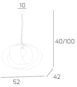 Sospensione Moderna Lap Metallo Bianco E Vetro Tortora 1 Luce E27 52Cm