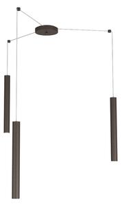 Sospensione Moderna Round Tube Metallo Marrone 3 Luci Gu10