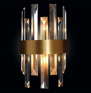 Applique Da Parete Contemporaneo Zenna Metallo Cristallo Oro Satinato 2 Led G9