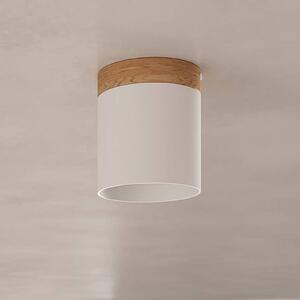 SOLLUX LIGHTING Faretto da soffitto Rif, bianco, Ø 12 cm, legno, alluminio