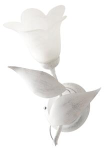 Applique 1 Luce Olga Ferro Battuto E Vetro Bianco E Argento BeLight