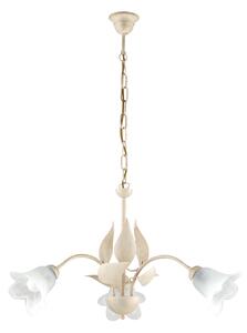Lampadario 3 Luci Olga Avorio Oro Stile Ferro Battuto Vetro BeLight