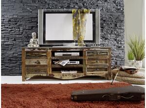 NATURE OF SPIRIT #16 Mobile TV in legno riciclato  laccato / multicolore 160x45x60