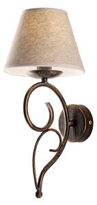 Applique 1 Luce Vienna Ferro Marrone E Oro Con Paralume In Pvc