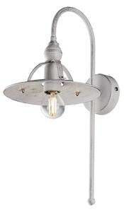 Applique Cantina Stile Industrial 1 Luce Ferro Bianco E Argento
