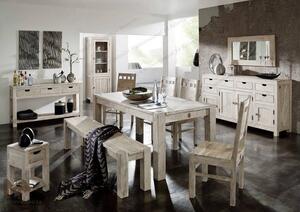 Tavolino da consolle in legno di Acacia 140x40x78 pietra bianca sbiancato NATURE WHITE #90