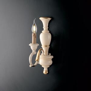 Applique Shabby Chic Fiorenza Legno Avorio Oro 1 Luce E14