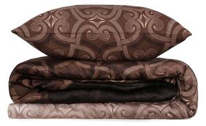 Biancheria da letto matrimoniale in cotone sateen marrone 200x200 cm Pandora - Mijolnir