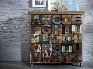 NATURE OF SPIRIT #70 Cassettiera alfabeto in legno riciclato - laccato / multicolore 90x40x100