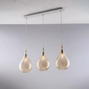 Lampadario Binario Moderno Pluvia Metallo Ambra 3 Luci E27