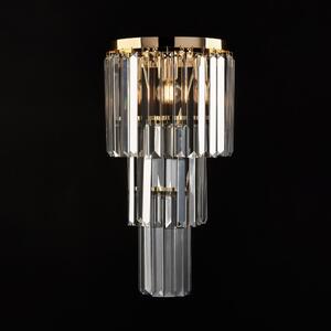 Applique Moderna Schuber Metallo Oro E Cristallo 2 Luci E14