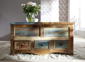 Tavolino da salotto in legno di Legno riciclato 100x100x50 multicolore laccato NATURE OF SPIRIT #62
